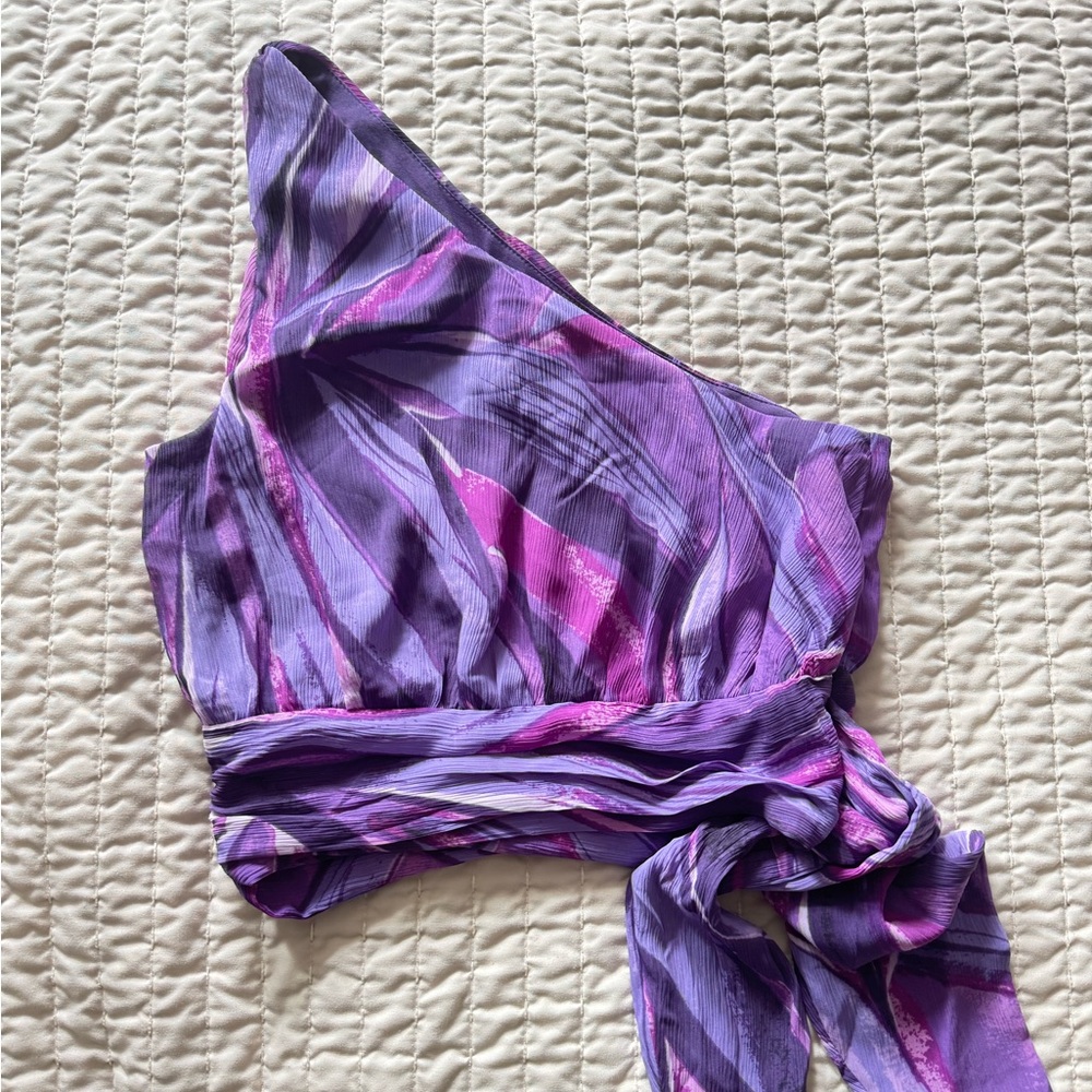 H&M Purple and Pink Crop Top Chiffon